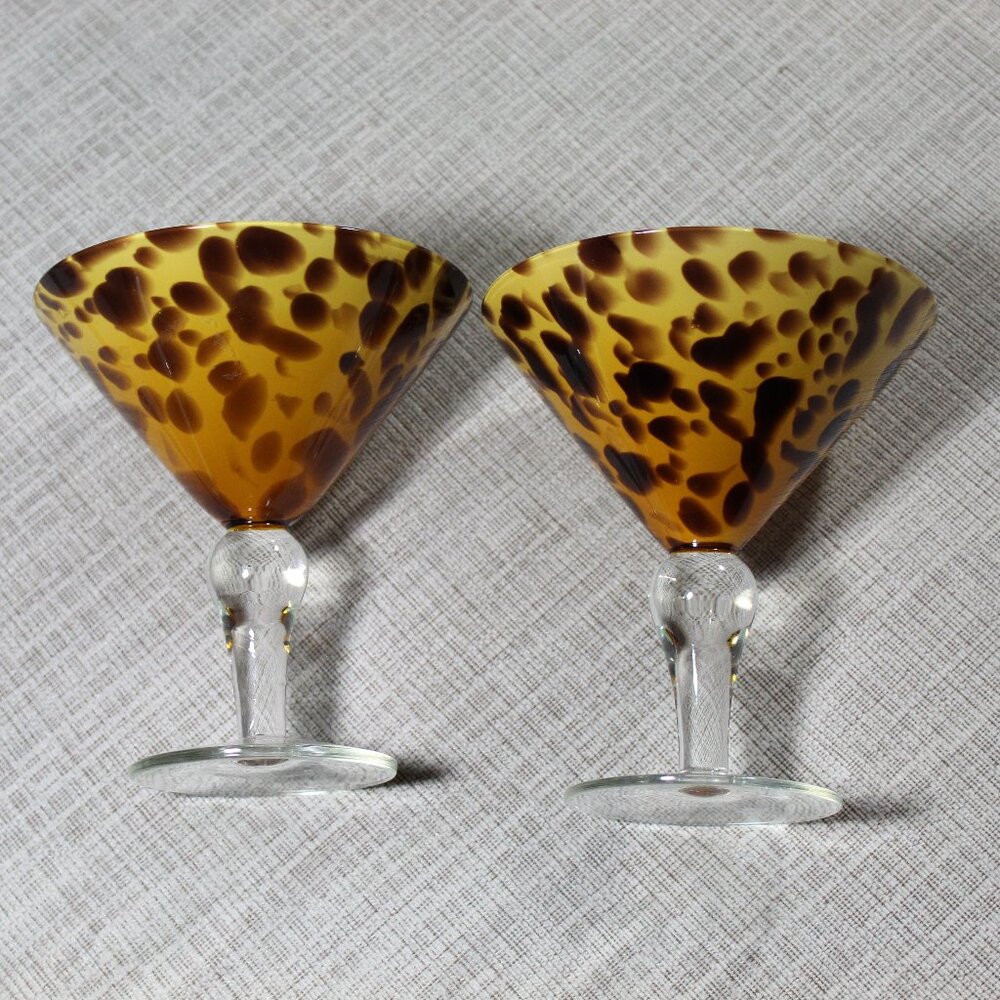 Set of Two Leopard Margarita / Martini Glasses